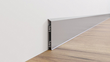 Плинтус AlPro13-2158 алюминиевый анодированный с кабель-каналом на клипсу L 70 серебро матовое 2,95 м