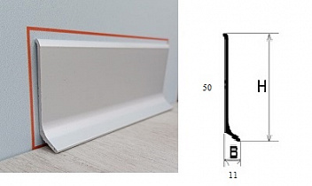 Плинтус анодированный алюминиевый 50х11х3000 мм Россия, серебро